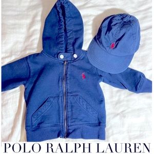 Vintage Polo Jeans Co. by Ralph Lauren infant navy blue hoodie with free hat